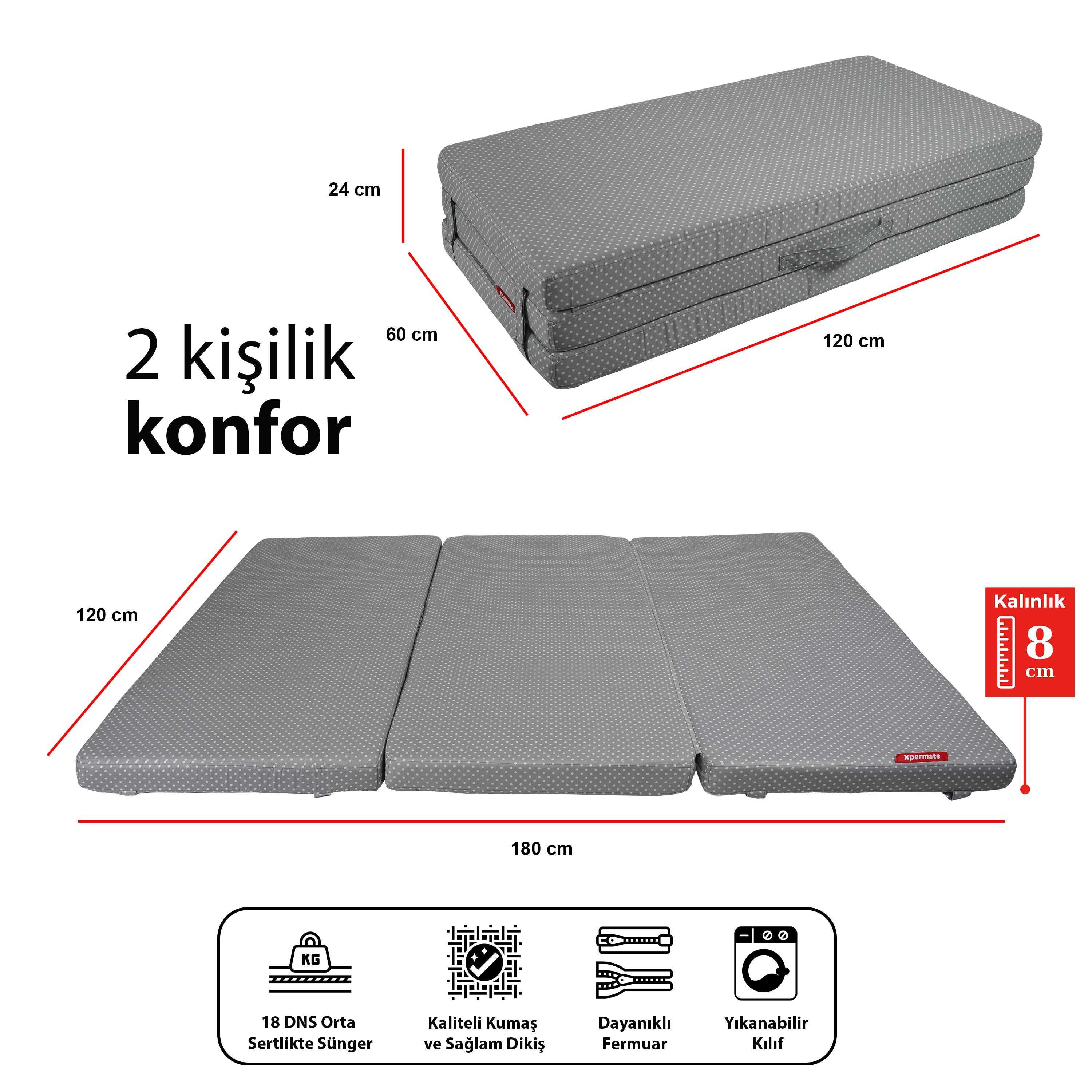 Çift Kişilik 120x180x8 cm