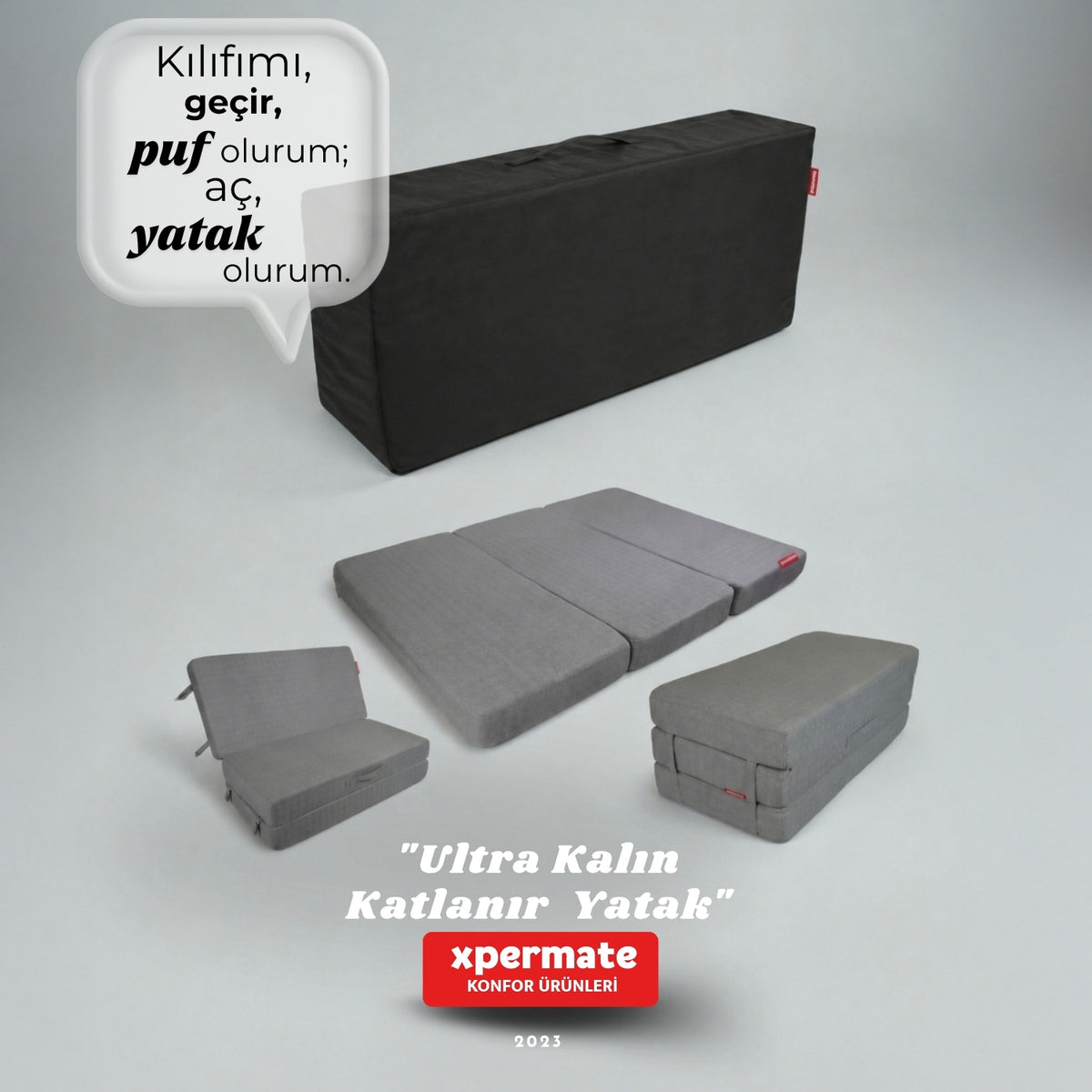 Gri - Çift Kişilik 120x180x8 cm 