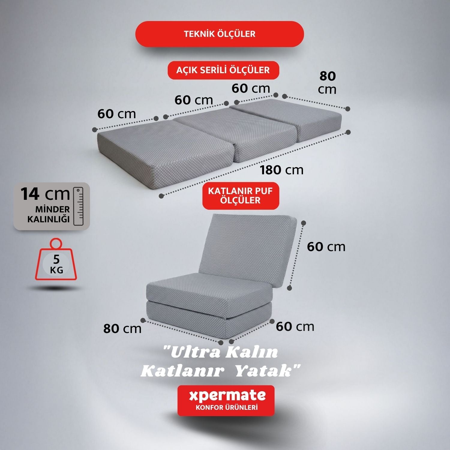 Ultra Kalın Puantiyeli Katlanır Yatak