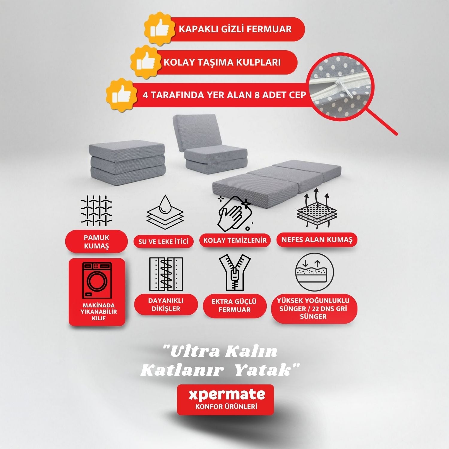 Ultra Kalın Puantiyeli Katlanır Yatak