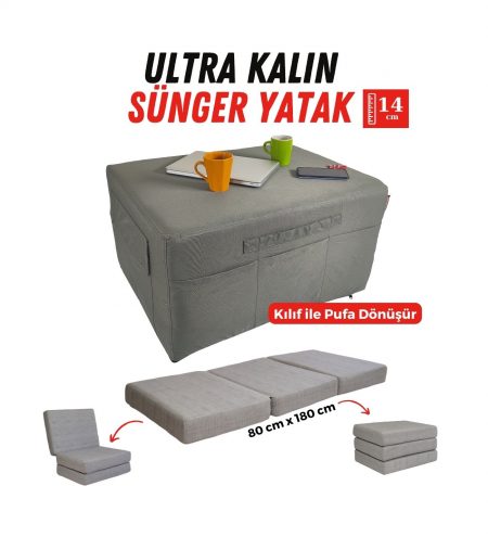 Katlanır sünger yatak katlanır yer yatağı gri-01