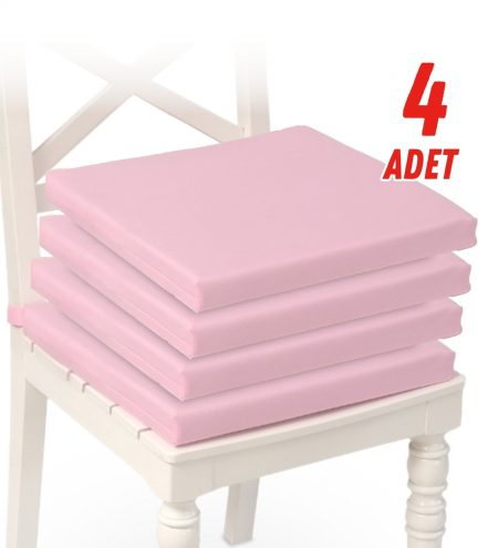 Fermuarlı Sandalye Minderi 40x40 Sandalye Minderi Bağcıklı -pembe-01