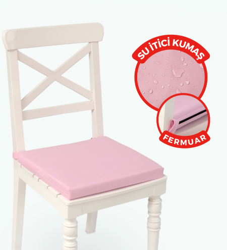 Fermuarlı Sandalye Minderi 40x40 Sandalye Minderi Bağcıklı -pembe-01