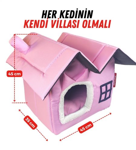 kedi evi kedi villası kedi kulübesi kedi evleri Pembe 02