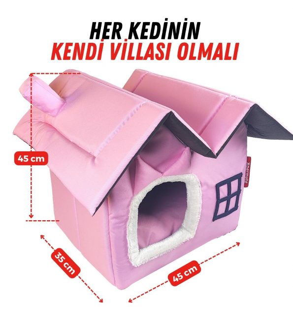 kedi evi kedi villası kedi kulübesi kedi evleri Pembe 02