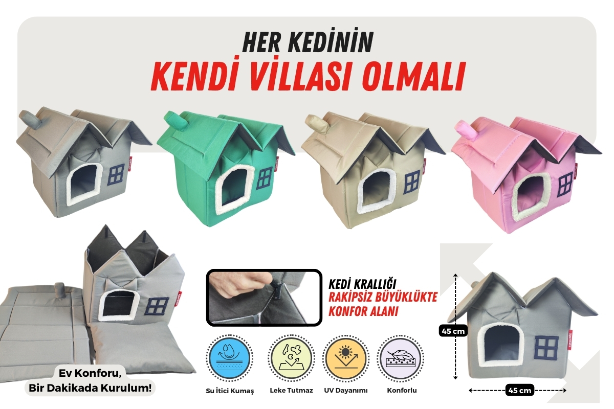 kedi evi kedi villası kedi kulübesi kedi evleri açıklama görseli